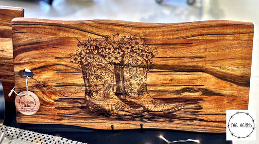 Flowers & Cowboy Boots…Serving Boards - Rescue My Rugs