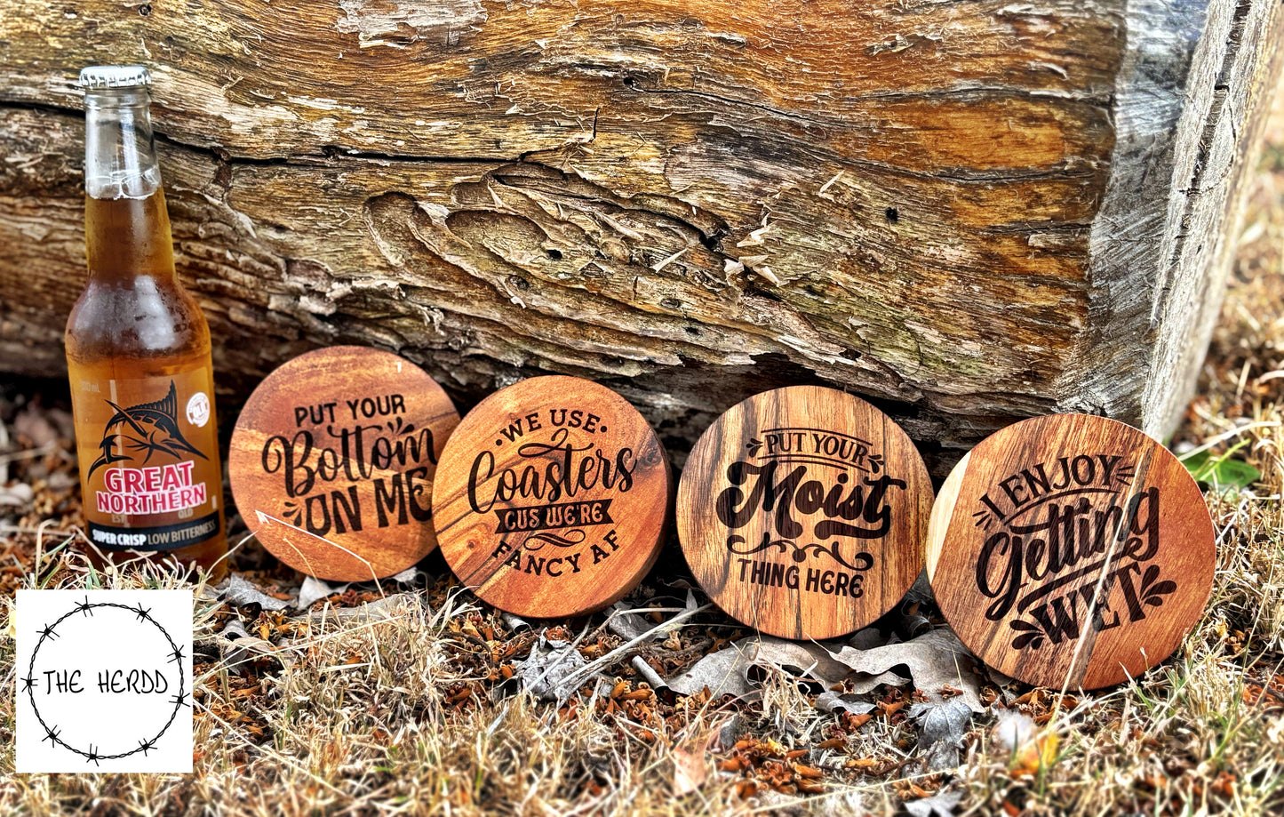 Cheeky Wooden Coasters (Set of 4)