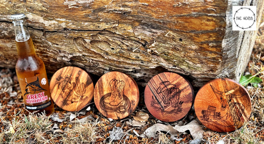 Cowboy Boot Wooden Coasters (Set of 4)