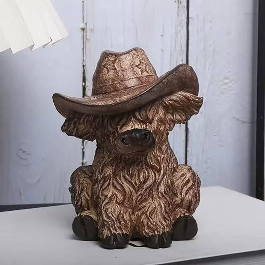 Highland Cow with Cowboy Hat