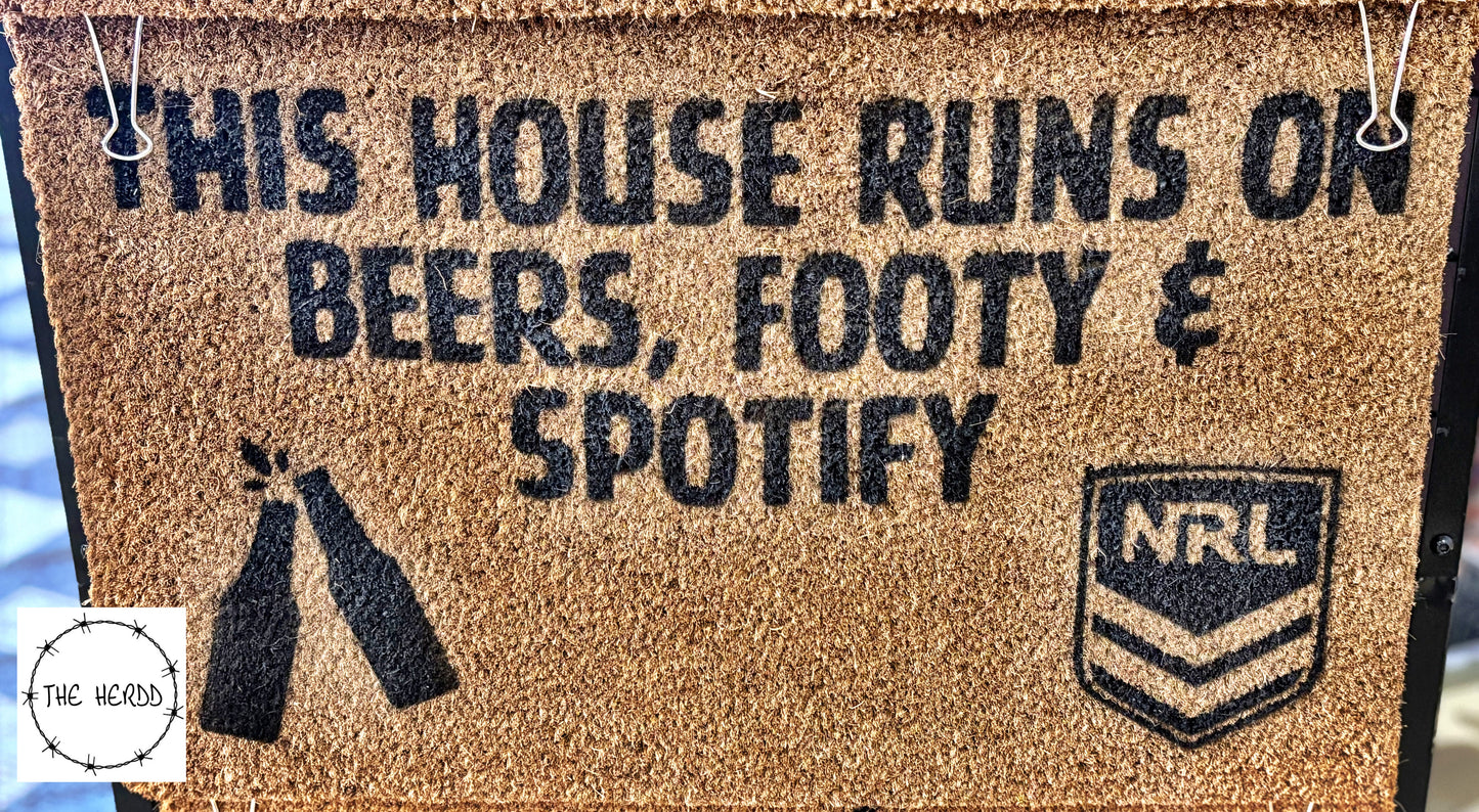 Custom Door Mats - House Runs on Beers! - Rescue My Rugs