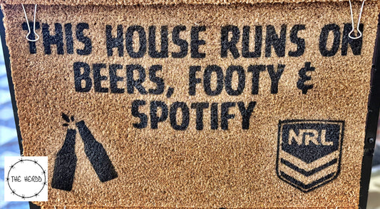 Custom Door Mats - House Runs on Beers! - Rescue My Rugs