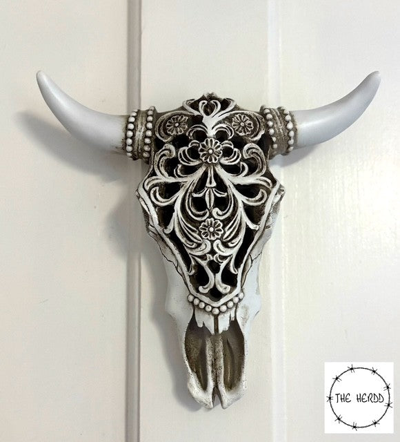 Vintage Floral Bull Skull